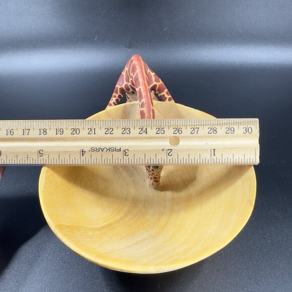 Vintage Carved Giraffe Wooden Decorative Snack Bowl Dish Decorative Trinket Dish - Picture 5 of 13